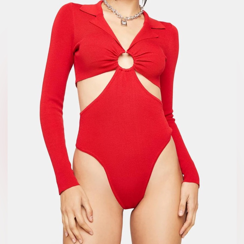 Dolls Kill Balboa High Street Living Red Bodysuit